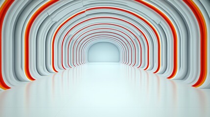 Fototapeta premium Abstract red and white arched tunnel, futuristic background, design element