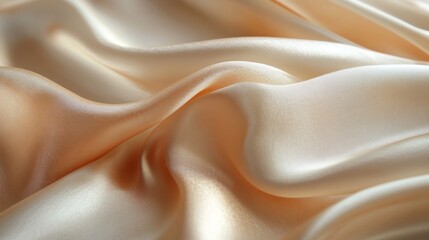 Fototapeta premium Draped light peach colored silk fabric with flowing curves