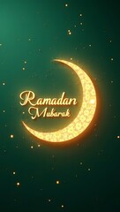 Naklejka premium Radiant Ramadan Mubarak Text Effect on Smooth Gradient Background for Islamic Holy Month Celebration Poster, Banner and Template