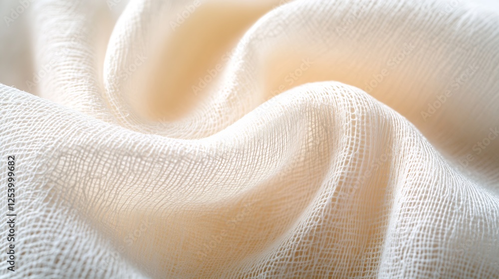 Poster close up of soft and delicate white fabric displaying intricate texture and folds : generative ai