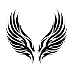 Obraz premium black tribal wings vector with symmetrical sharp lines, perfect for tattoo or emblem designs