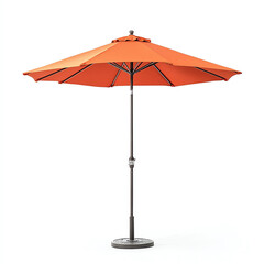 A vibrant orange outdoor umbrella stands tall, providing shade and comfort in a sunny setting
