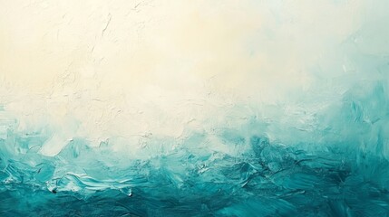 Abstract painting depicts a serene ocean gradually fading to light