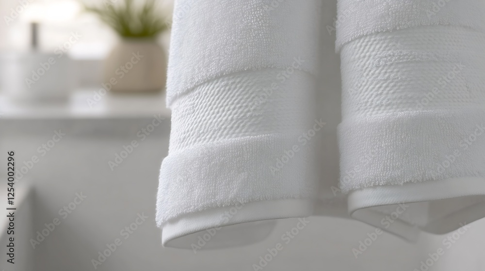 Leinwandbilder soft and fluffy white towels hanging elegantly in a modern bathroom setting creating a serene ambian