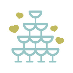 Wedding pyramid from glasses isolated vector icon