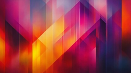 Dynamic abstract composition featuring colorful geometric shapes and gradients