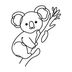 cute koala on tree branch one line vector illustration © Luka