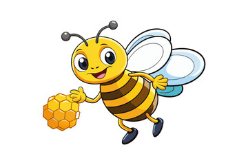Hand drawn cartoon bee Animal Icon Concept Isolated Premium Vector. Flat Cartoon Style