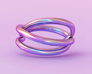 Fototapeta premium A vibrant, intertwined ring design with a glossy finish, set against a soft purple background, showcasing a modern aesthetic.