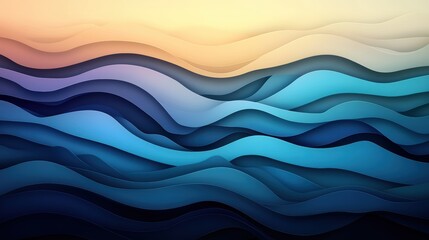 Obraz premium A serene abstract image features wavy layers in calming shades of blue and soft pastels, perfect for backgrounds in wellness, relaxation, or nature-related projects, Ideal for digital and print use,