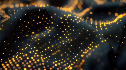 Digital fabric showcasing illuminated texture with embedded technology elements in a stylish design