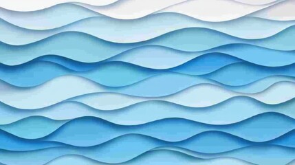 Fototapeta premium A serene abstract design featuring layers of blue waves, creating a calming effect, Ideal for use in backgrounds, website headers, or brochures related to water, nature, and tranquility,