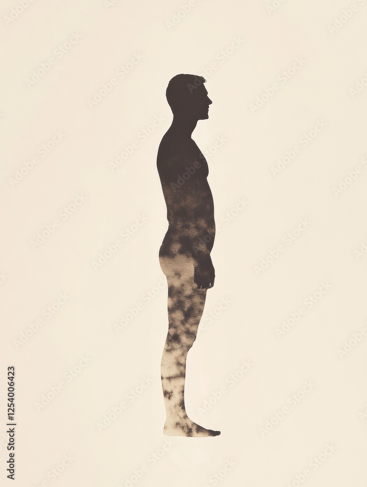 Poster Weight loss transformation silhouette showcasing progress from before to after in a minimalistic style. Generative AI