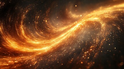 Obraz premium An abstract depiction of golden light swirling against dark space