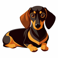 dachshund dog isolated on white, Color vector illustration. Pet animal, Cartoon Vector 