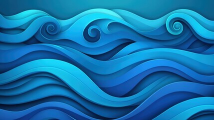 Fototapeta premium A vibrant and dynamic depiction of stylized ocean waves, featuring various shades of blue, This image can be used for backgrounds, websites, and marketing materials related to water, nature