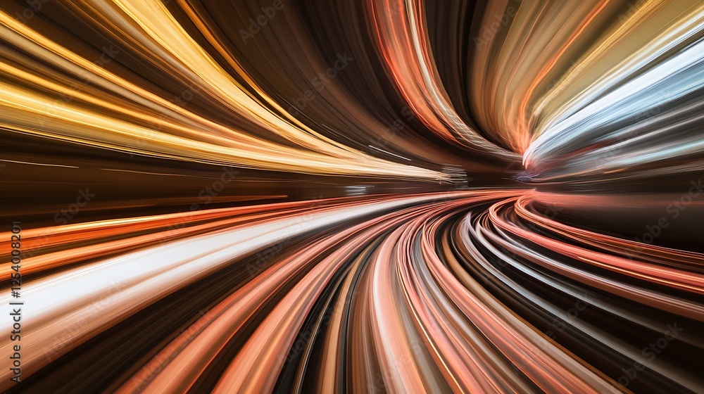 Poster Streaks of Colorful Light Creating Dynamic Motion in an Urban Setting : Generative AI
