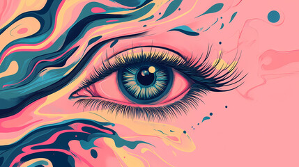 Abstract eye on pink illustration. Abstract Deities. Illustration