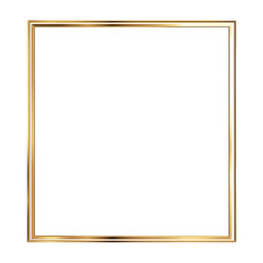 Square gold frame with a minimalist design, ideal for modern decor and displaying art or photos. Isolated on transparent background, png.