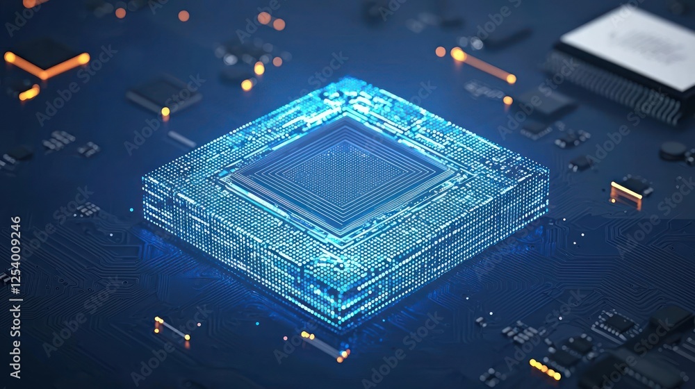 Poster high-tech processor on circuit board