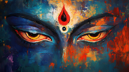 An abstract painting depicting the mystical third eye of lord shiva the hindu deity associated with wisdom knowledge and the destruction of ignorance the vibrant. Abstract Deities. Illustration