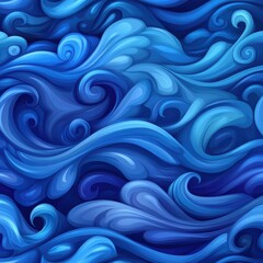 Obraz premium Abstract waves in varying shades of blue create a mesmerizing pattern, ideal for backgrounds, wallpapers, and marine-themed projects to evoke a sense of tranquility and depth,