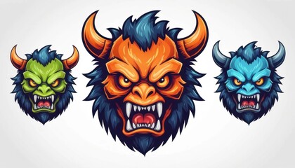 Fototapeta premium bizarre hybrid monster mascot logo with mismatched features illustration on a white background