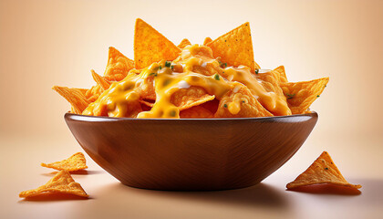 cheese nachos in a bowl isolated on background