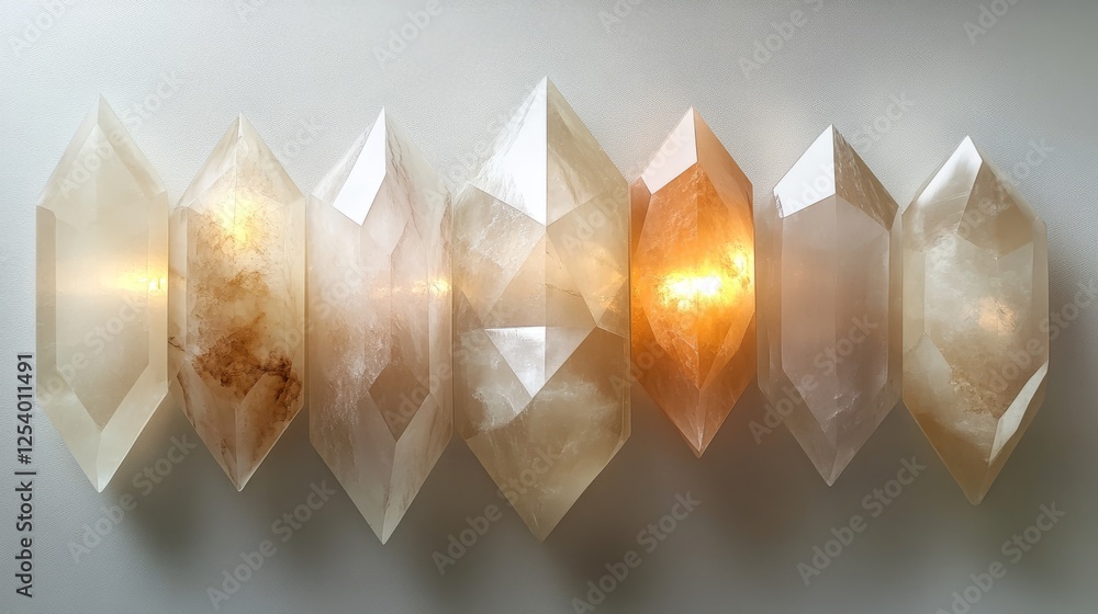 Poster array of crystal lights showing glowing facets and translucence