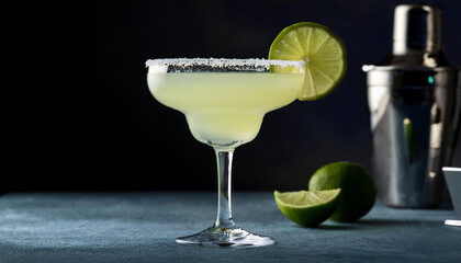a inexperienced margarita cocktail with a lime wedge on the rim of the glass
