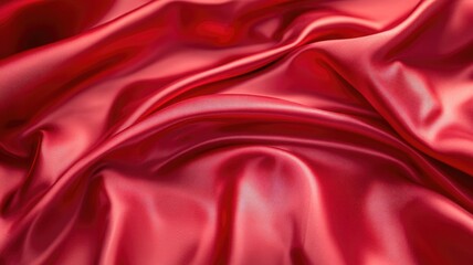 Smooth flowing red silk fabric background Luxurious shiny texture