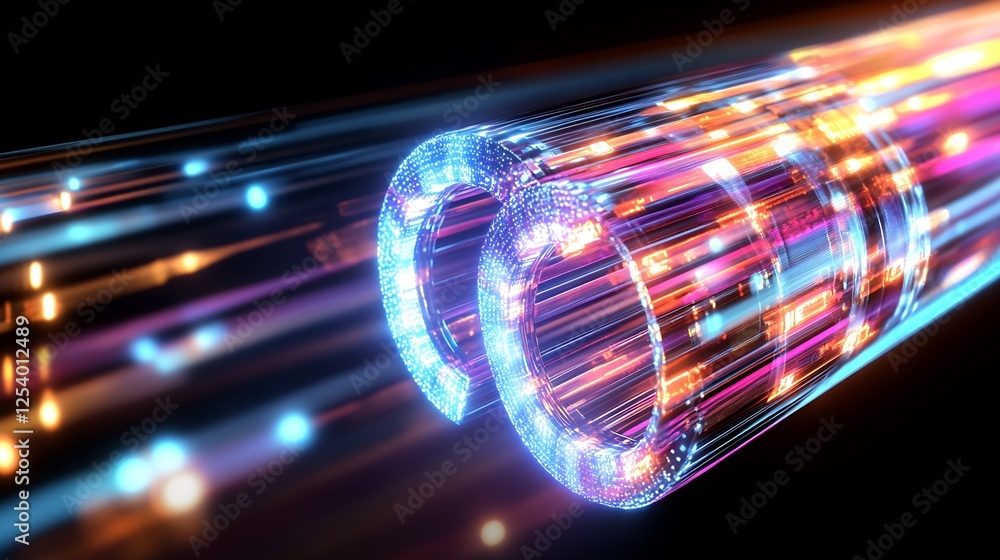 Leinwandbilder futuristic neon light tubes creating a mesmerizing visual pathway in digital art : generative ai