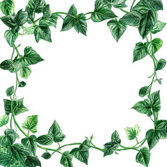 A vibrant green ivy border showcasing rich textures and shades, perfect for framing text or images. Ideal for nature-themed projects, invitations, or backgrounds.