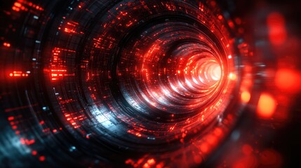 Obraz premium A futuristic tunnel of light and energy, suggesting advanced technology or virtual reality.