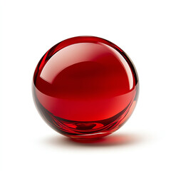 A vibrant red glass sphere reflecting light, showcasing a glossy surface and clear contours. Ideal for design, decoration, or conceptual visuals in modern art.