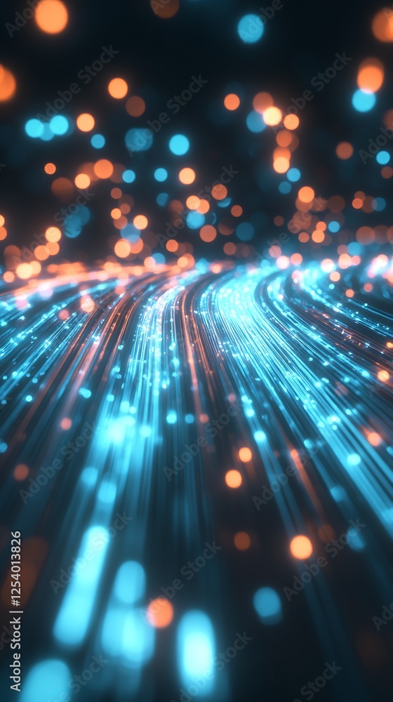 Aufkleber futuristic representation of flowing light streaks in blue and orange creating a stunning digital en
