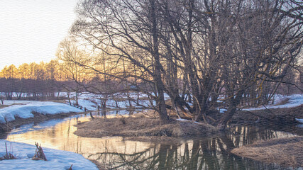 River with a tree in the middle of it
