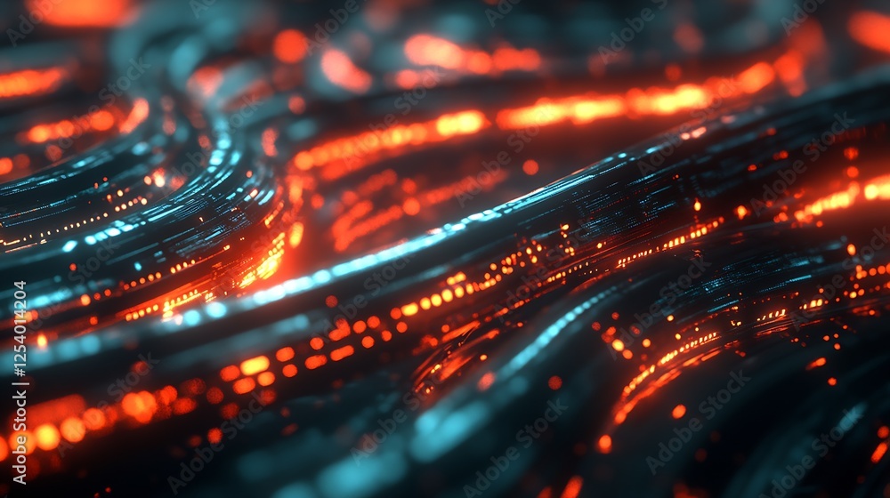 Aufkleber futuristic abstract image of smooth neon waves with glowing light details : generative ai