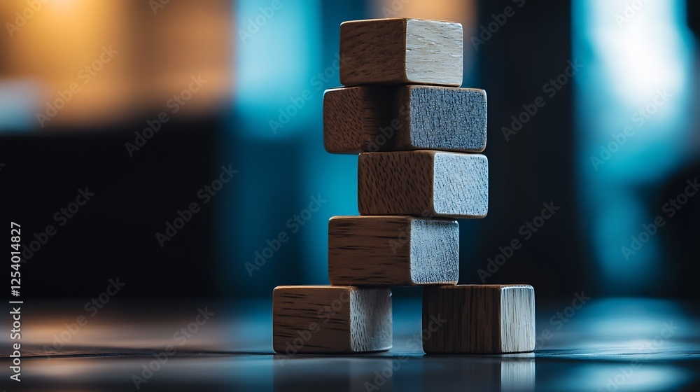 Aufkleber charming composition of stacked wooden cubes showcasing artistry in minimalist design : generative a