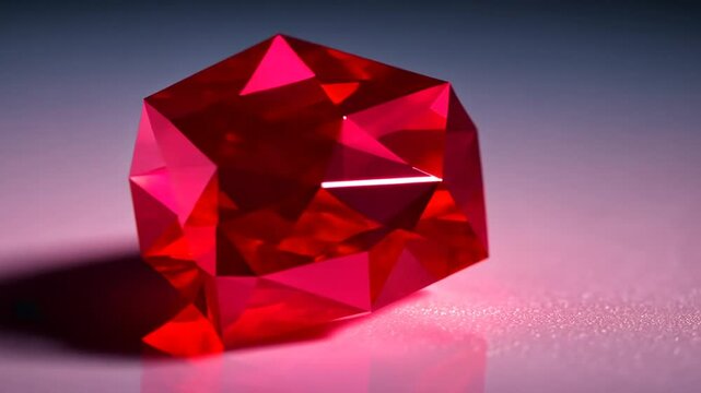 Magnificent Close-Up of a Faceted Red Ruby Gemstone