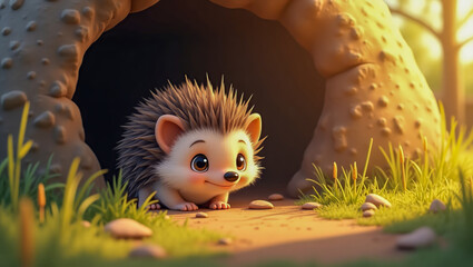 AI-generated images of a 3D animation-style cute Hedgehog
