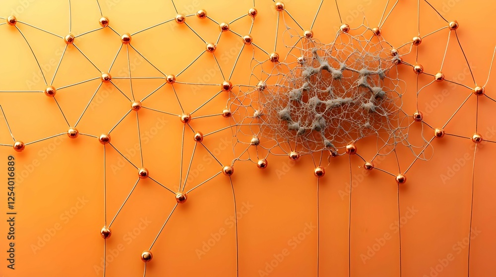 Poster abstract network design with orange background