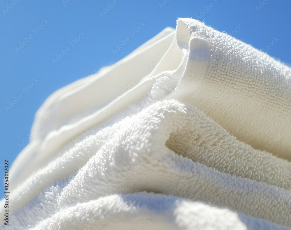 Aufkleber charming array of soft white towels displaying luxury and comfort set against a bright sky : generat