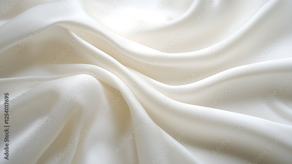 Poster luxurious white satin fabric creating gentle waves and soft curves for a dramatic and elegant backdr