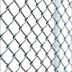 Fototapeta premium Close-up of a metal chain link fence, highlighting the texture and pattern of the links