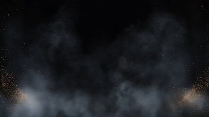 Smoky stage, golden sparks, dark background, concert backdrop