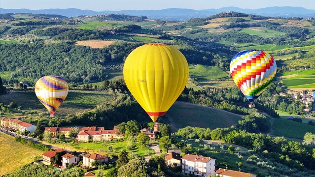 palloncino, mongolfiera, che vola, viaggiare, volo, colorato, cielo, avventura, libert&agrave;, azzurro, divertimento, paesaggio, Mongolfiere, Balloon