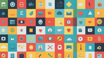 Colorful Grid of Varied Digital Application Icons