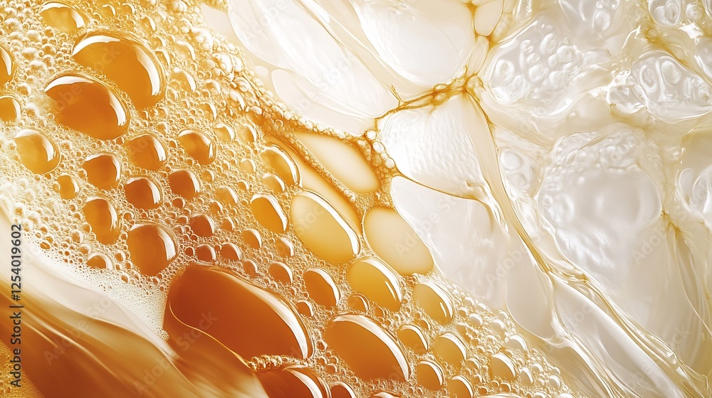 Fototapete Abstract image of liquid bubbles combining with a soft creamy texture : Generative AI