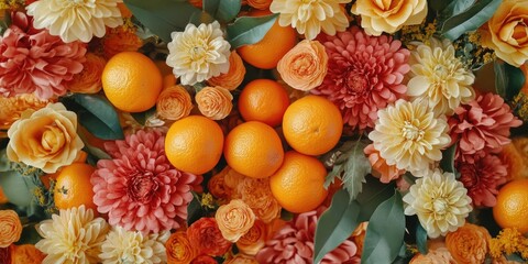 Oranges with flowers